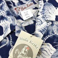 全国どこでも送料無料!!春夏新作!!【HULAKEIKI】IndigoHyaku-toraインディゴヒャクトラアロハシャツ【フラケイキ】メンズ&レディースハワイアン半袖洋柄リネン(麻)100%百虎