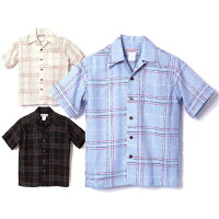 全国どこでも送料無料!!2019年春夏新作!!【HULAKEIKI】roughcheckラフチェック柄アロハシャツ【フラケイキ】メンズ&レディースハワイアン半袖洋柄リネン(麻)100%M