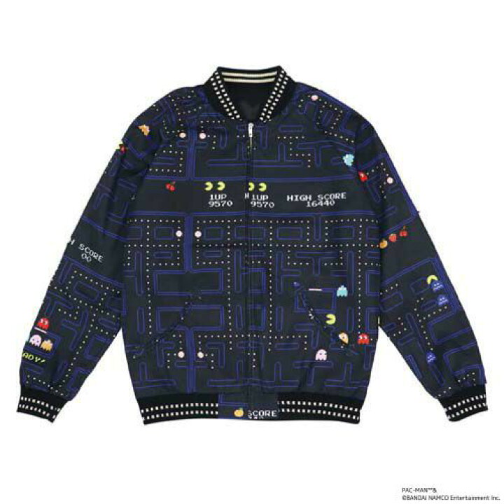 楽天市場】パックマンMAPスカジャン リバーシブル仕様 PAC-MANメンズ