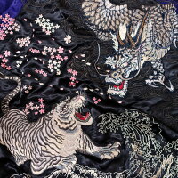 全国どこでも送料無料!!2019年春夏新作!!【SATORI】白竜と白虎刺繍スカジャンリバーシブル【さとり】メンズ&レディース和柄