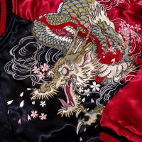 全国どこでも送料無料!!2019年春夏新作!!【SATORI】桜とあばれ龍刺繍スカジャンリバーシブル【さとり】メンズ&レディース和柄