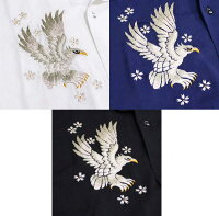 全国どこでも送料無料!!春夏新作!!【SKULLWORKS】鷹スカシャツ刺繍【スカルワークス】メンズレディース半袖シャツ