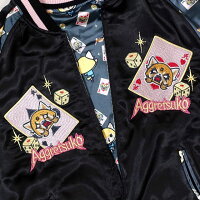 全国どこでも送料無料!!2020年春夏新作!!烈子&トランププリント袖スカジャン【sanrio×SwitchPlanning】サンリオコラボメンズ&レディース刺繍