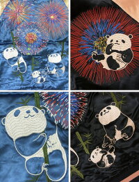全国どこでも送料無料!2018年秋冬新作!【Japanesque】花火にパンダ刺繍スカジャン【ジャパネスク】メンズ&レディース和柄