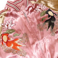 全国どこでも送料無料!2019年秋冬新作!【Japanesque】赤黒出目金刺繍スカジャン【ジャパネスク】メンズ&レディースリバーシブル和柄