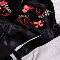 全国どこでも送料無料!2020年春夏新作!【Japanesque】菊と蝶と金魚刺繍スカジャン【ジャパネスク】メンズ&レディースリバーシブル和柄