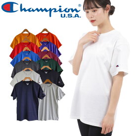 チャンピオン Tシャツ レディース CHAMPION シンプル ワンポイント ロゴ 半袖 無地 ユニセックス アメリカ Champion USA 大きいサイズ ロゴ付き コスパ