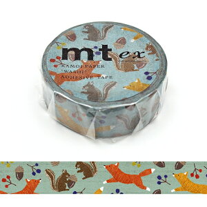 マスキングテープ mt ex 15mm×7m【刺繍・キツネとリス】