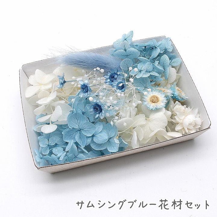 ラッピング無料 ハーバリウム花材 サムシングブルー花材セット 1ケース プリザーブドフラワー ドライ