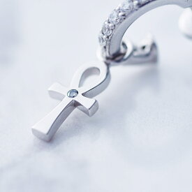 【Crescent Luna(クレセントルナ)】TRANSPORTER PIERCE(片耳用/1個 ピアス フープピアス Silver925 キュービックジルコニア アンククロス アクセサリー ギフト プレゼント)