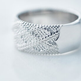 【Crescent Luna(クレセントルナ)】TEXTIL RING(リング 指輪 Silver925 ケーブルニット柄 幅太め アクセサリー ギフト プレゼント)