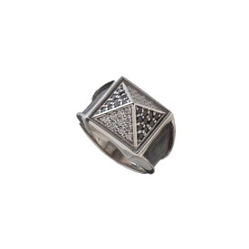 【mouchu(マウチュ)】Big Studs Ring Silver(リング 指輪 Silver925 キュービックジルコニア 幅太め スタッズ アクセサリー ギフト プレゼント)