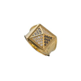 【mouchu(マウチュ)】Big Studs Ring Gold(リング 指輪 Silver925 キュービックジルコニア 幅太め スタッズ アクセサリー ギフト プレゼント)