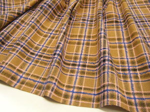 【 10cmの価格です 】【 10cm 470円 】★★ プレミアムコレクション ★★ 完全少量入荷数量限定 ★★ 上質 薄手 カシミア混 チェック柄 ファンシー 綾ツイード生地 ♪ オーカー(濃いキャメル系