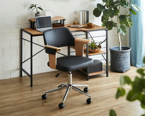 パソコンデスク チェア セット キャスター 椅子付き 西海岸 pc台 机 幅 l型 l字110 奥行60 高さ84 オフィス 安い ゲーム ナチュラル 鉄脚 ダークブラウン 茶色 モニター台 卓上 モニタースタンド