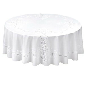 テーブルクロス 洋風 すべり止め 花柄 エレガント レース 上品 152cm 丸 ホワイト【 テーブルマット デスクマット テーブルカバー カバー 】 送料無料 送料込 学割 プレミアム