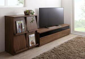 テレビ台 ローボード テレビボード + 本棚 扉付き マガジンラック 一人暮らし 家具 セット 新生活 応接間 サイドボード リビングボード キャビネット ワンルーム ( 2点(テレビ台+フラップチェ