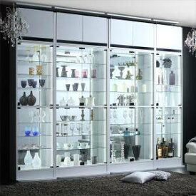 コレクションケース キャビネット ガラス ショーケース アンティーク 薄型 フィギュア ディスプレイ 棚 ディスプレイケース コレクションラック ( コレクション収納 本体 上置きハイタイプ付き 幅83.1 高さ241〜274 )