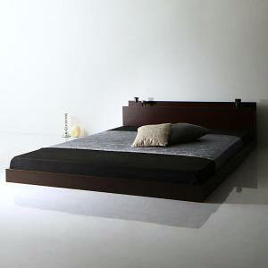 ダブルベッド 2人 マットレス付き ローベッド ロータイプ フロア 低床 低い 宮付き ヘッドボード 枕元 棚 ラック 携帯置き ティッシュ置き メガネ置き リモコン 頭上 収納 コンセント ゲーム