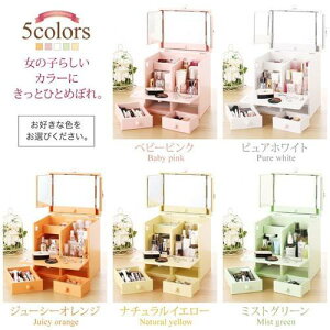 楽天市場 メイクボックス コスメボックス ポップ コンパクト 化粧 鏡付き 大容量 メイク コスメ 可愛い かわいい ホワイト 白 ピンク イエロー 黄色 オレンジ グリーン 緑 家具 インテリア通販 アットカグ