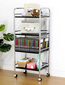 キッチンワゴン キャスター付き 4段 スチールラック メタル 天板 炊飯器 スリム 作業台 幅40 奥行32 高さ100 アイアン 移動式 薄型 軽量 コンパクト 小型 収納 隙間 安い 調理台 調味料 料理 小