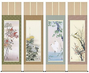 掛け軸 四季花鳥揃(4本セット)/長江桂舟  尺五 掛軸 全国送料無料 【smtb-k】【ky】