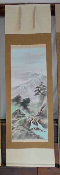 楽天市場】掛け軸 彩色山水／山賀青蘭 「美術名典掲載作家」 肉筆 掛軸  