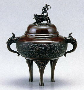 送料無料 香炉 龍地紋 小 能作 吉秀 床の間 置物 仏具 銅 ブロンズ