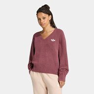 レディース エッセンシャルズ Vネック 長袖 ニット　クワイエットクリムゾン　【adidas originals|アディ…