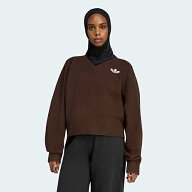 レディース エッセンシャルズ Vネック 長袖 ニット　オーロラコーヒー　【adidas originals|アディダスオ…