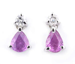 Pt ピンクサファイア 1.20ctダイヤモンド0.18ct プラチナ ピアス《送料無料!》