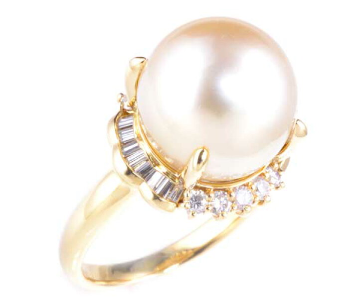 楽天市場】K18 ゴールデンパール 12.5mmダイヤモンド 0.54ct 18金  