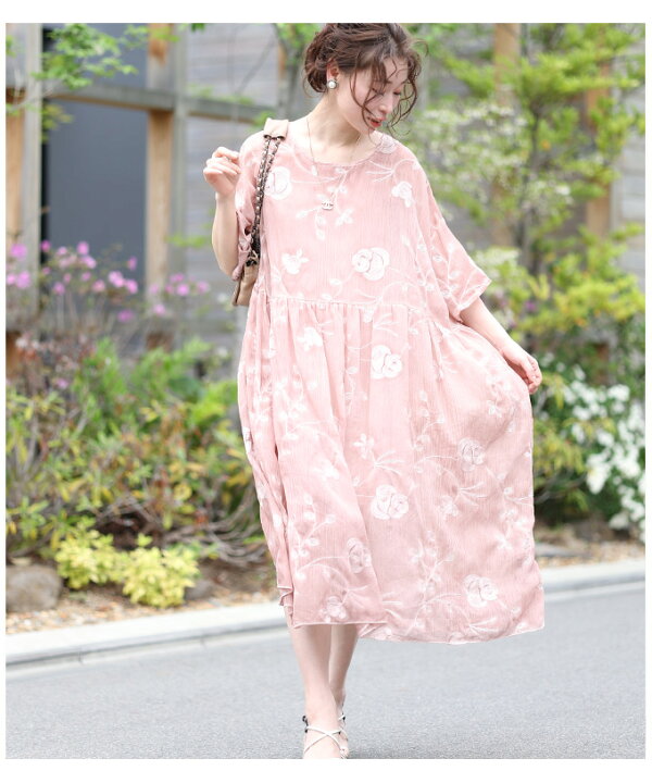 楽天市場】キャミソール付き薔薇刺繍のエレガントなワンピース  