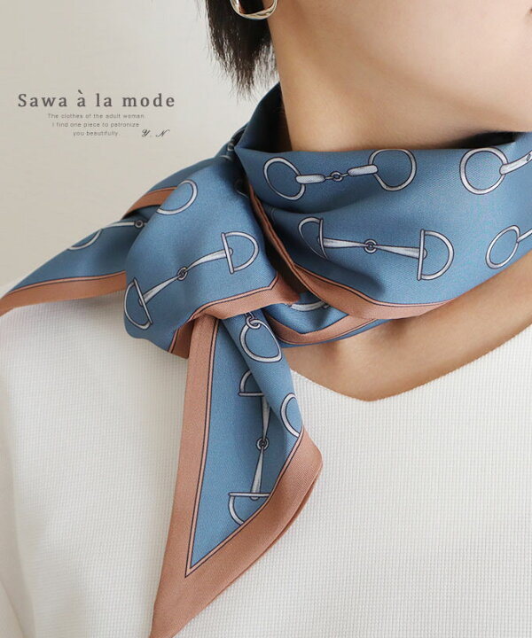 楽天市場 大人ボウタイ風スカーフ レディース ファッション 小物 スカーフ 青 ブルー アレンジ ボウタイ風 きれいめ 上品 夏服 大人可愛い 40代 レディースファッション 50代女性 ファッション 60代 ミセスファッション サワアラモード Sawa A La Mode Otona ｓawa A
