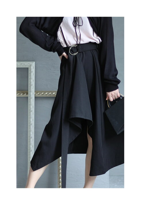 BLACKPEACENOW アシンメトリースカート ベルト レイヤード 黒｜その他 