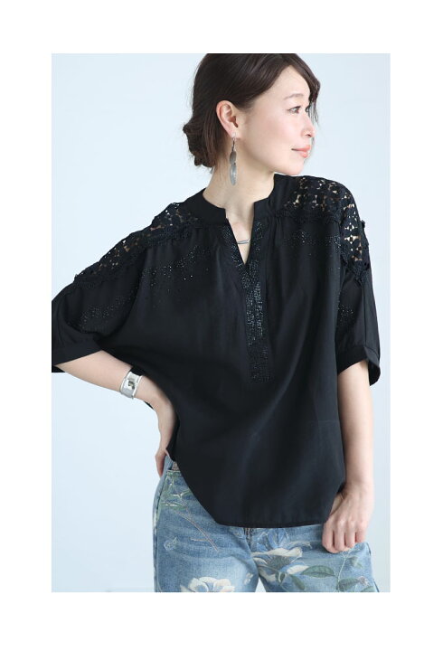 楽天市場】レース×煌き放つ高見えシックなブラウス レディース  