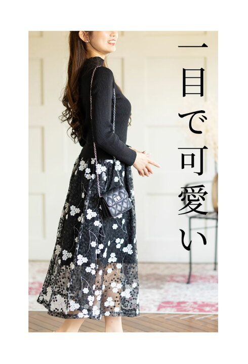 楽天市場】花刺繍を描いたチュールベール異素材合わせワンピース  