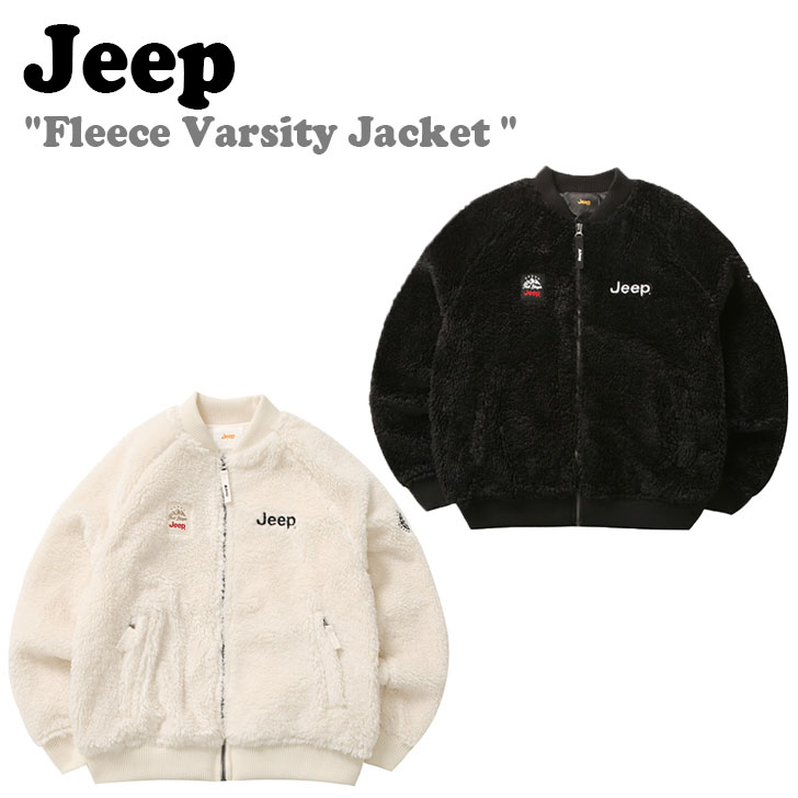 ジープ フリース Jeep メンズ レディース Fleece Varsity Jacket フリース バーシティ ジャケット BLACK ブラック IVORY アイボリー JM4TZU413BK/IV ウェア
