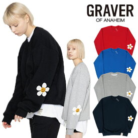 グレーバー トレーナー GRAVER 正規販売店 ELBOW FLOWER DOT WHITE CLIP エルボー フラワー ドット ホワイト クリップ 全5色 G(W)-MG-21-BK/CB/GY/NY/RD ウェア