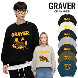 グレーバー トレーナー GRAVER 正規販売店 Smile Drawing Leopard White Clip Sweatshirt スマイル ドローイング レオパード ホワイト クリップ スウェットシャツ 全7色 G(M)-MG-55-IY/BK/GY/BG/NY/KK/CL ウェア