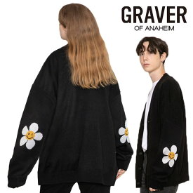 グレーバー アウター GRAVER 正規販売店 Elbow Flower Smile Knit Cardigan エルボー フラワー スマイル ニット カーディガン BLACK ブラック G(W)-CD-12-BK ウェア