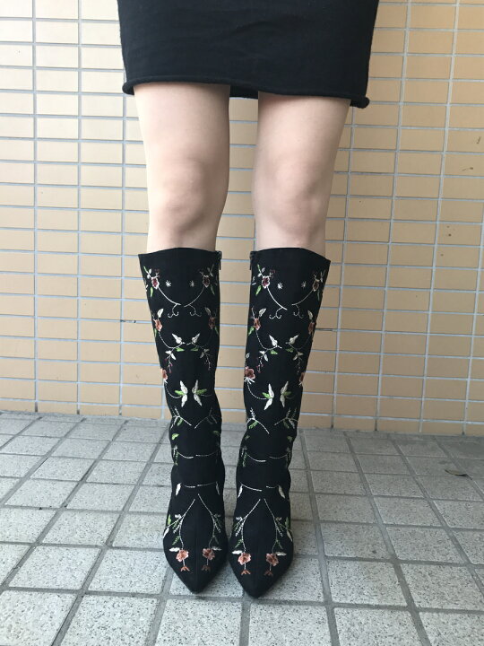 楽天市場】【痛くないブーツ/プチプラ/柔らかい】花柄刺繍ブーツ【花柄 