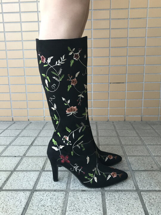 楽天市場】【痛くないブーツ/プチプラ/柔らかい】花柄刺繍ブーツ【花柄  