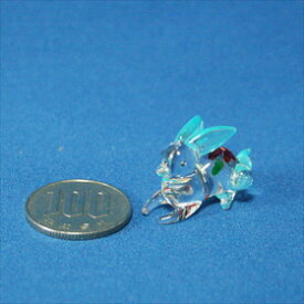 ミニタイプガラス細工ウサギの置物（青色付き）アジアン雑貨販売BCD　SHOP