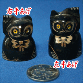 彫刻置物(水牛の角）猫(ネコ)アジアン雑貨販売BCD　SHOP
