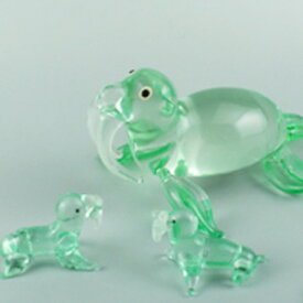 アザラシの置物（ファミリーセット）【OUTLET】ガラス細工置物・カラーガラス・親子セットアジアン雑貨販売BCD SHOP