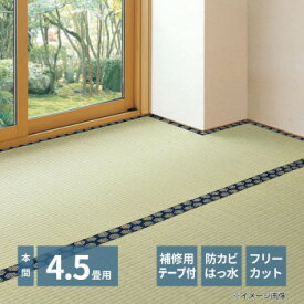 フリーカット裏付き い草カーペット みすず 本間4.5帖 補修テープ付き 約286×286cm 158012145【送料無料】