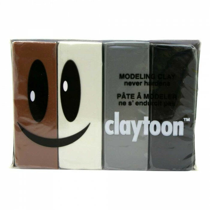 MODELING CLAY(モデリングクレイ)　claytoon(クレイトーン)　カラー油粘土　4色組(ニュートラル)　1Pound　3個セット