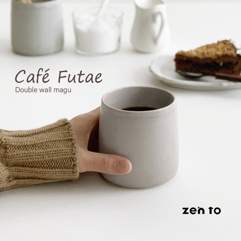 Zen to 'Cafe Futae' ゼント カフェ フタエ コーヒーカップ ダブルウォール 磁器 マグカップ 日本製 amabro