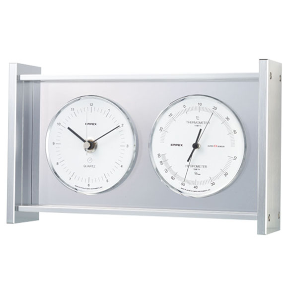 日本有数の温度計湿度計メーカーの時計 エンペックス EMPEX 置き時計 シルバー 業界No.1 EP-EX-952 日本製 湿度計 キャンペーンもお見逃しなく タテヨコ兼用 温度計